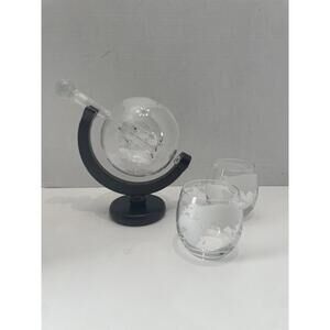 Hammer + Axe Whiskey Decanter Set World Globe With Map Glasses Brand New